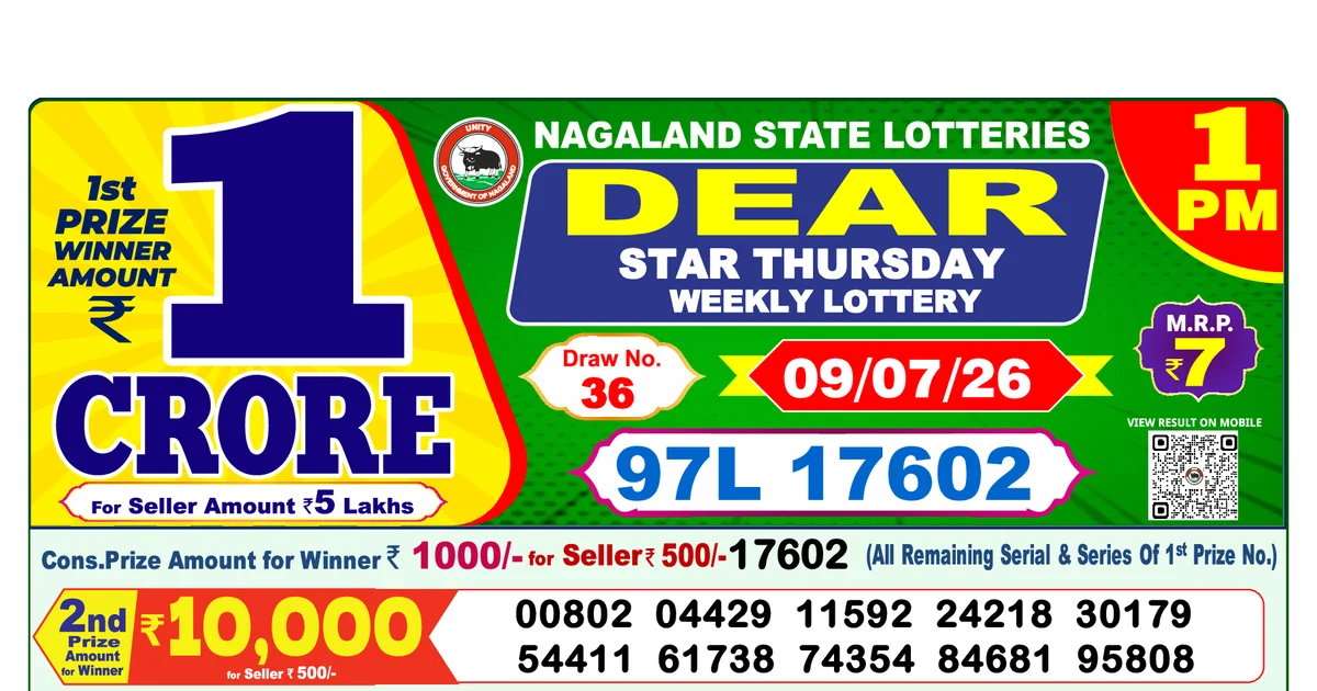 Nagaland State Today Lottery Result 1 PM 9 July 2026