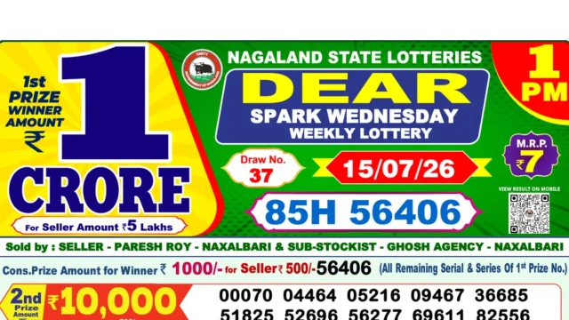 Nagaland State Today Lottery Result 1 PM 15 July 2026