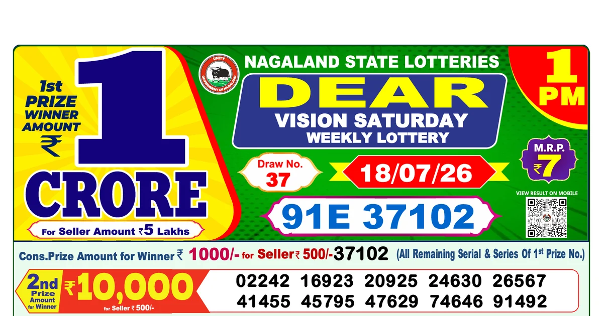 Nagaland State Today Lottery Result 1 PM 18 July 2026