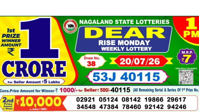 Nagaland State Today Lottery Result 1 PM 20 July 2026