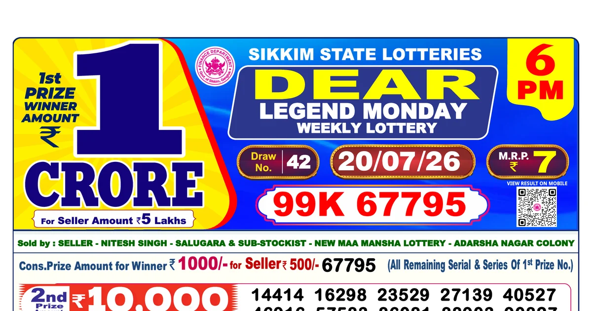 Nagaland State Today Lottery Result 6 PM 20 July 2026