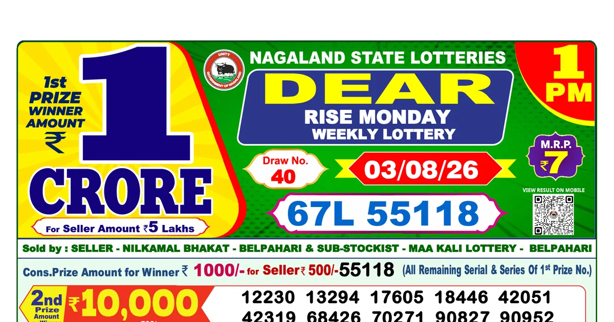 Nagaland State Today Lottery Result 1 PM 3 August 2026