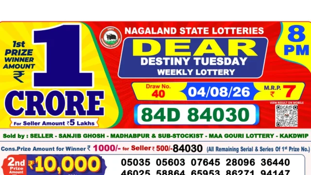 Nagaland State Today Lottery Result 8 PM 4 August 2026